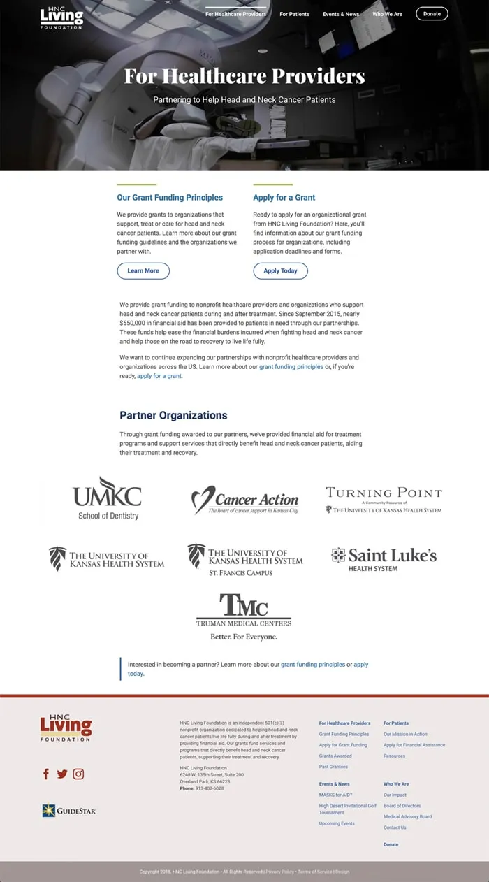 landing page: for healthcare providers