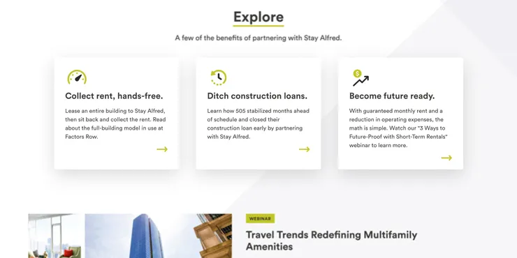 Stay Alfred website design and development